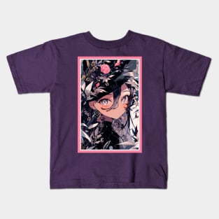 Aesthetic Anime Girl Pink Black | Quality Aesthetic Anime Design | Premium Chibi Manga Anime Art Kids T-Shirt